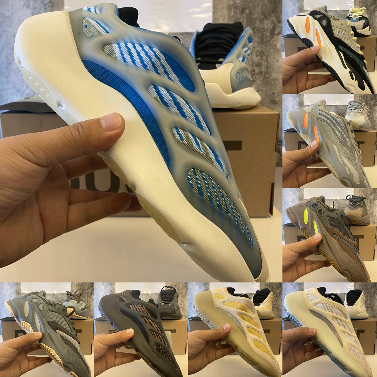 

2022 700v1 v2 v3 running shoes sneaker reflective white color 380 UNC matching brown blue women men full size 36-46, Other