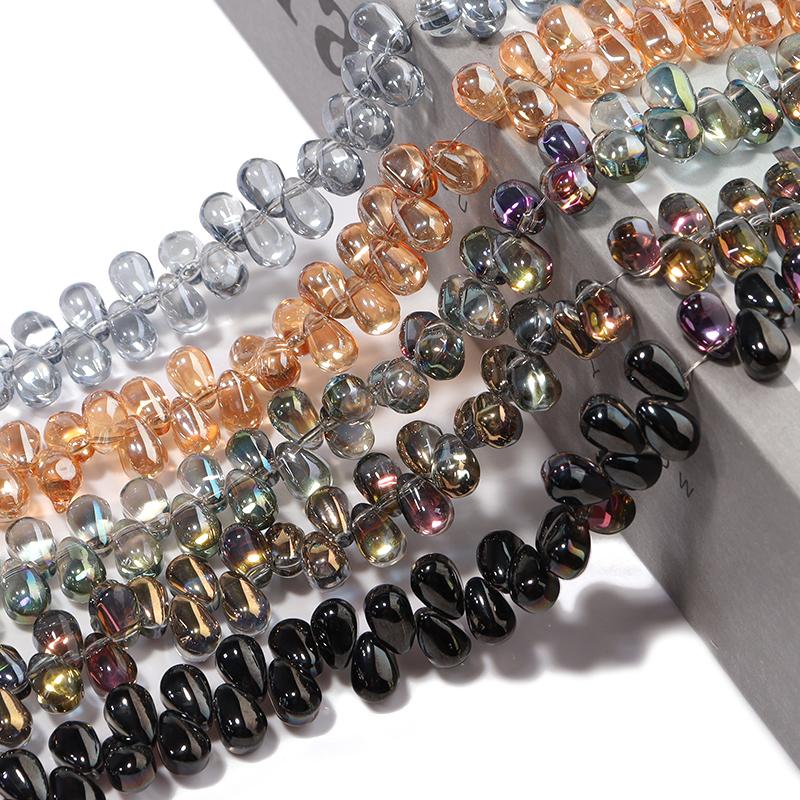 

Beaded, Strands 1pc Electroplated Glass 6x9mm Waterdropped Shape Beaded Bracelet 35cm Length For DIY Jewelry Making Bangle Accessories