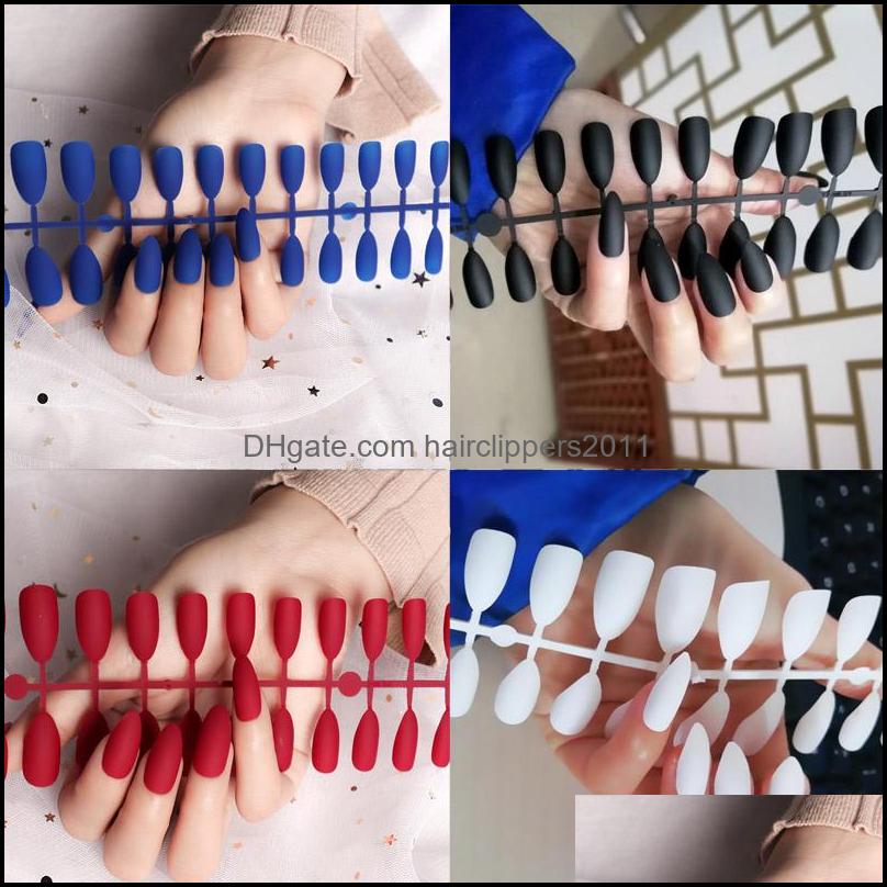 

False Nails Nail Art Salon Health Beauty Tamax Na074 24Pcs Matte Colored Dl Fake Tips For Extension Manicure Accessory Kit Drop Delivery 2, Tell us color number