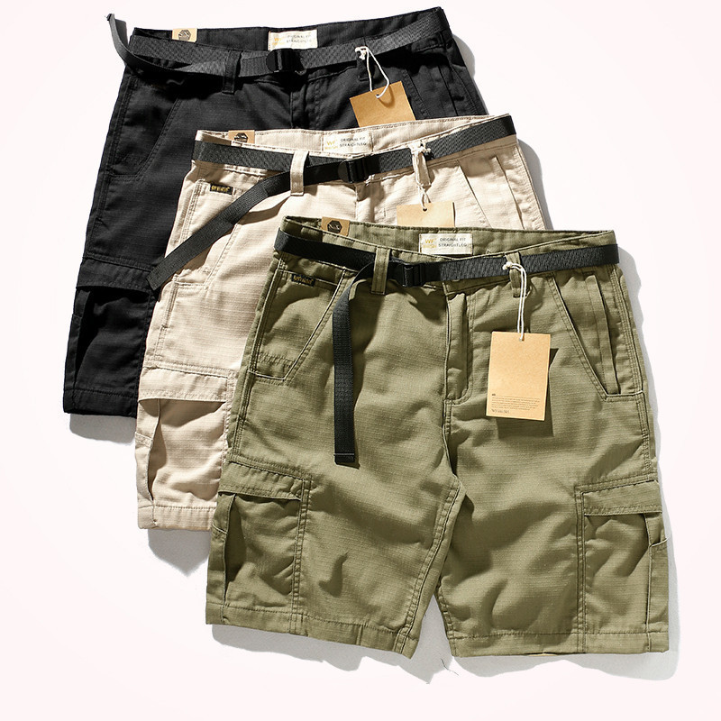 

Summer Outdoor Scratch Resistant Casual Shorts Men's Strong and Durable Multi Pocket Loose Tooling Knee Length Pants, Black