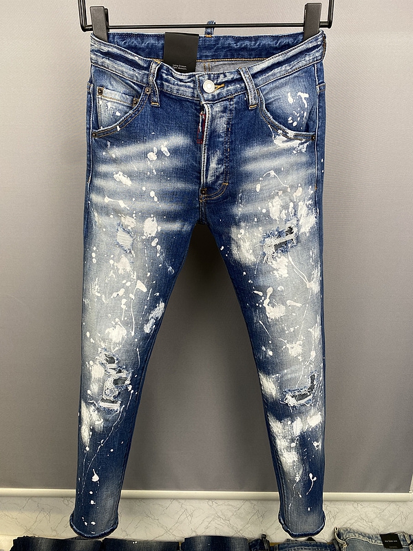 

22SS Hole Men skinny Cool Guy distressed Jeans designers slim jeans Straight Denim pants trousers motorcycle man Tearing jean 9853, Blue