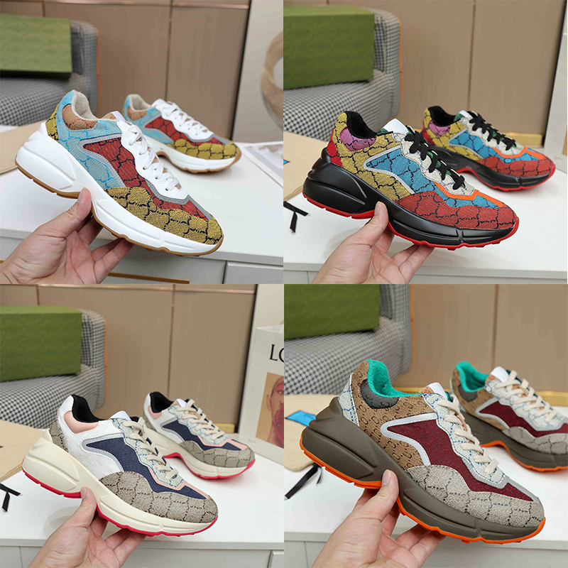 

2022 Rhyton Sneakers Casual Shoes Classic Women Multicolor Men Sneaker Vintage Platform Luxury Chaussures Woman Shoe Designer Sneaker with Box Sizes 35-46, 16