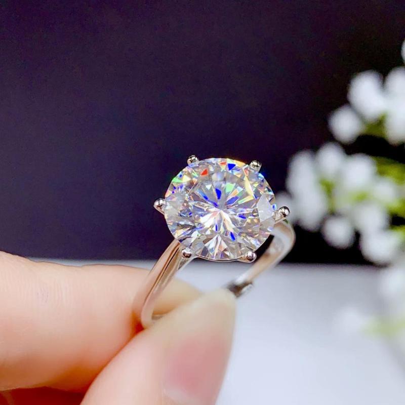 

Cluster Rings 5ct Moissanite Large Grain Luxury Ring 925 Silver Fashion Design Diamond High Hardness Gra Certificate Pass Instrument TestedC