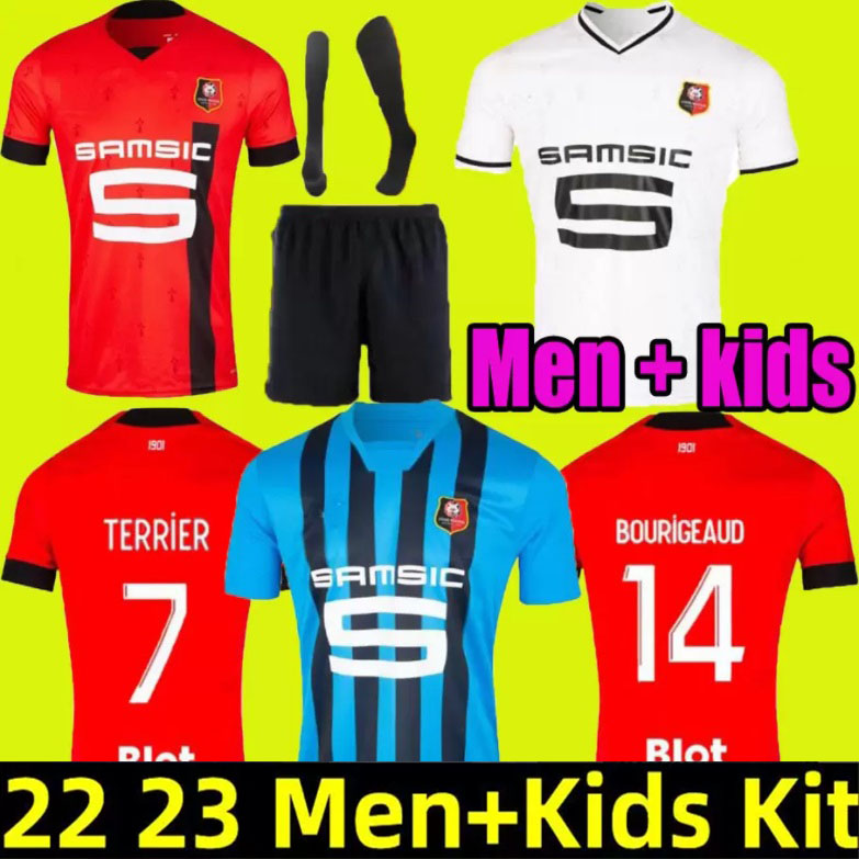 22 23 Stade Rennais soccer jerseys Rennes 2022 third away SULEMANA BOURIGEAUD TERRIER DOKU LABORDE kids kit football shirt THEATE KALIMUENDO PLAY-image-793713287