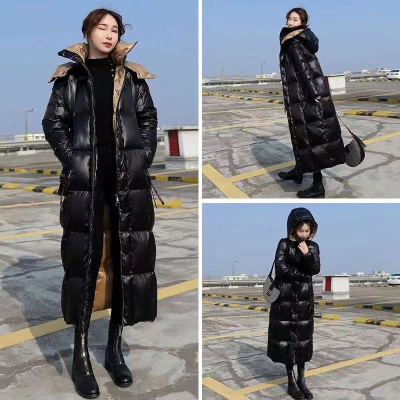 

Ladies Fashion long down jacket Hooded Casual Warm 90 white duck down Parkas Female Coat Winter Jaqueta Feminina Outerwear, Black