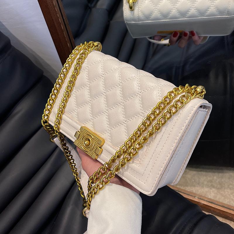 

Evening Bags Casual Style Women's Bag 2022 Diamond Lattice Chain Spring/summer Fashion Messenger High-quality Shoulder Square BagEvening, Black