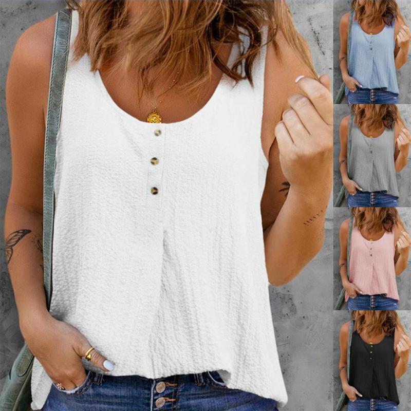 

Women' Tanks & Camis Summer Women' Clothing 2022 Solid Color O-Neck Casual Vest Fashion Stitching Loose T-Shirt Pullover Sleeveless To, Black