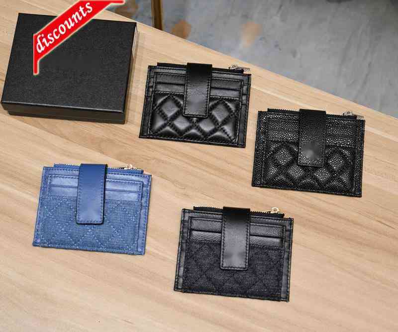 

Brand Design 6096 Letter Luxury Plaid Cc Chain Short Wallet Lambskin Denim Women's Le Boy Pocket Caviar Leather Zipper Card Pack Coin Purse