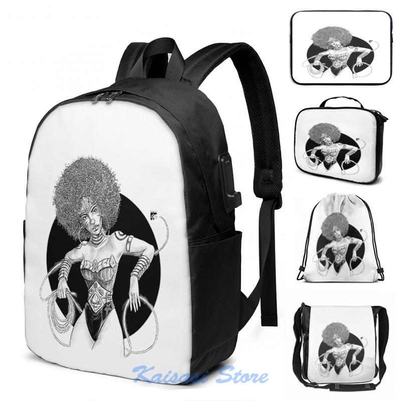 

Backpack Funny Graphic Print Afro Caribbean Wonder By Ed Daviel USB Charge Men School Bags Women Bag Travel Laptop, Drawstring bag
