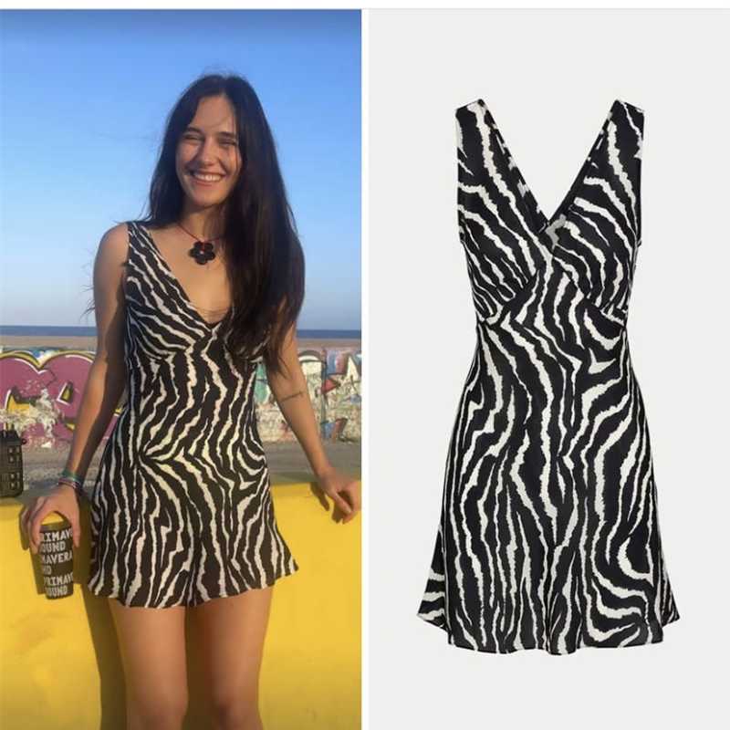 

Casual Dresses Women The Isabelli In Animal Dress V-neck Sleeveless Back And White Zebra Print Mini DressCasual CasualCasual, Black