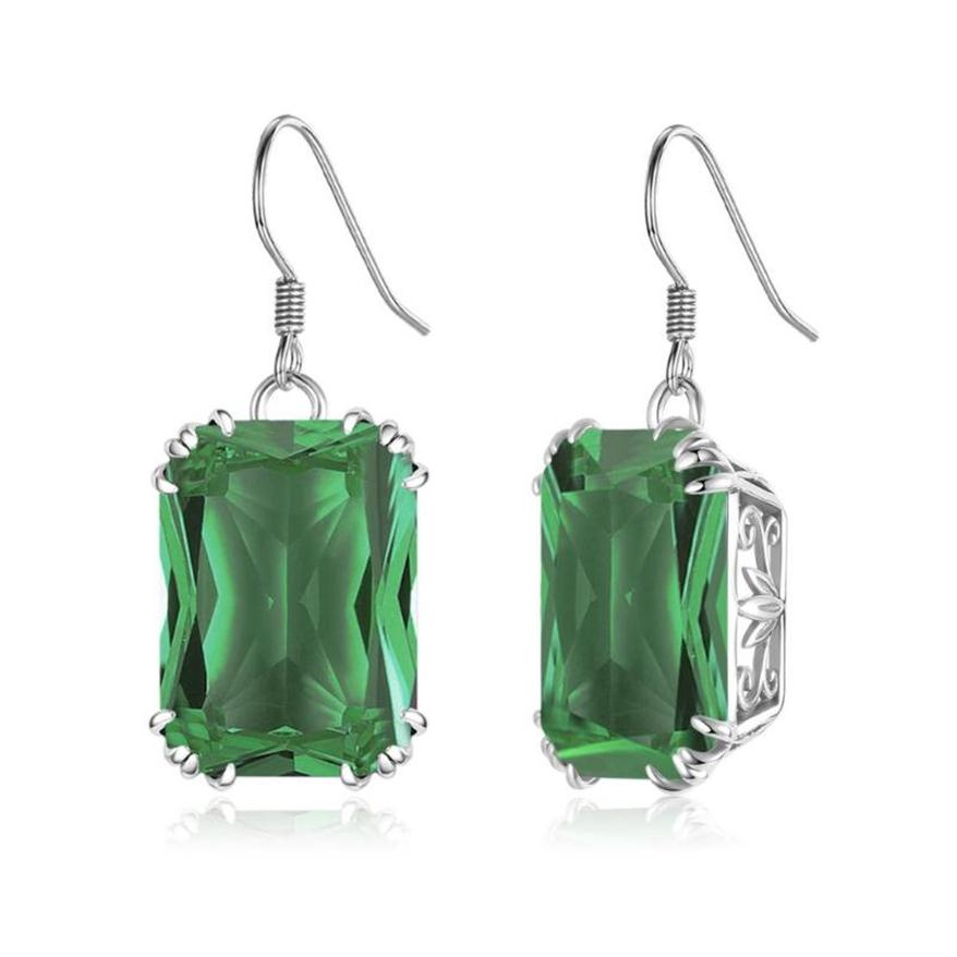 

Other Green Emerald Drop Earrings Women 925 Silver Dangle Luxury S925 Sterling Bizuteria Fine Jade Jewellry289v