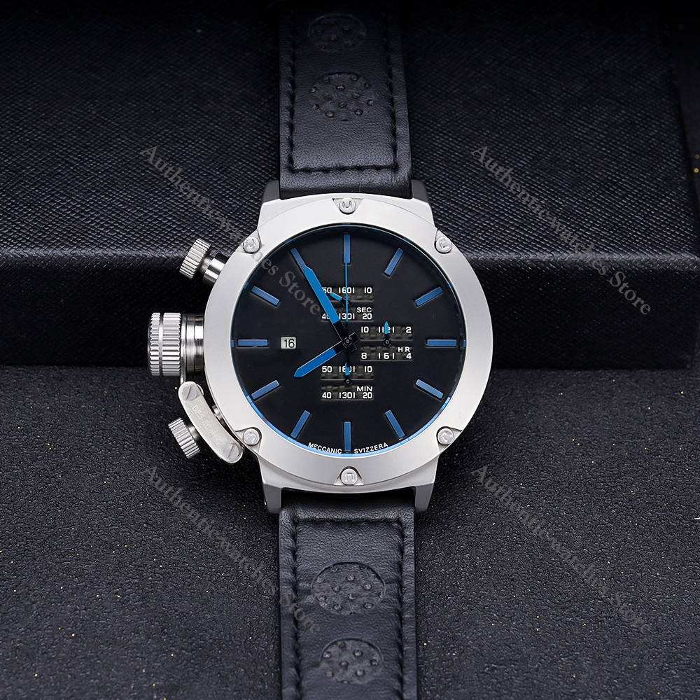 

watch 2022 New Luxury Stainless U1001 Men's Automatic Chronograph Limited Edition 47mm Gold Dial Rubber Strap Japan Move Quartz Watch, Brown