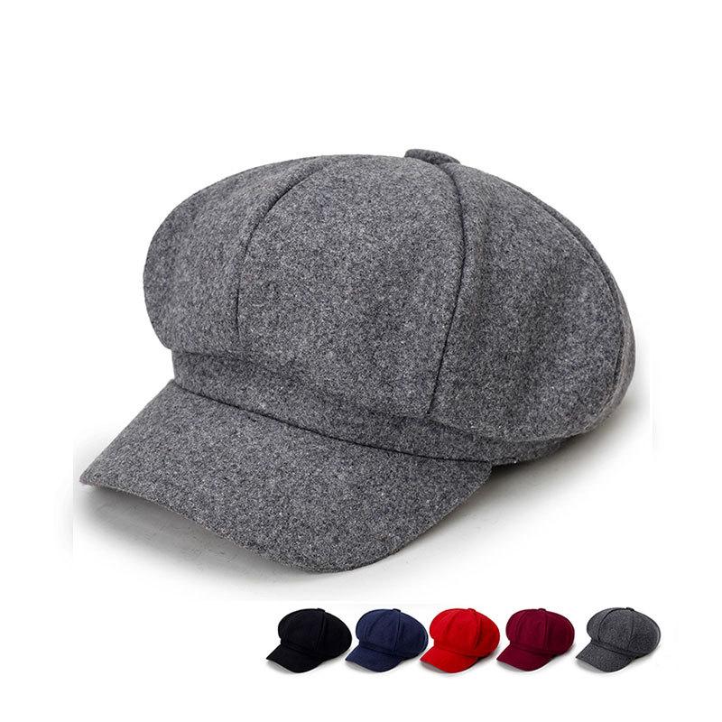 

Berets High Quality Wool Solid Color Beret Fashion Outdoor Pure Cotton Hat Autumn And Winter Windproof Unisex, Black