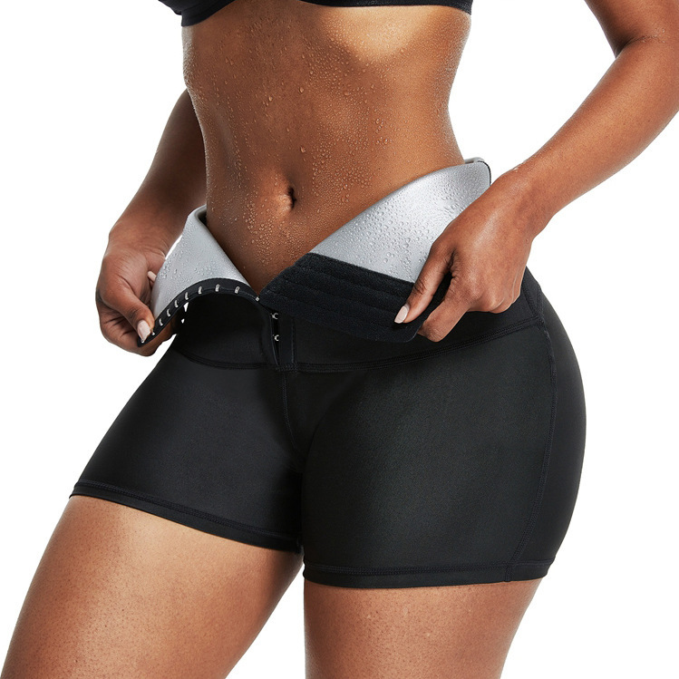 Sauna Sweat Shaper Pants Shorts Legging for Women Yoga Gym Running High Waist Trainer Compression Slimming Body Shapers-image-764242963
