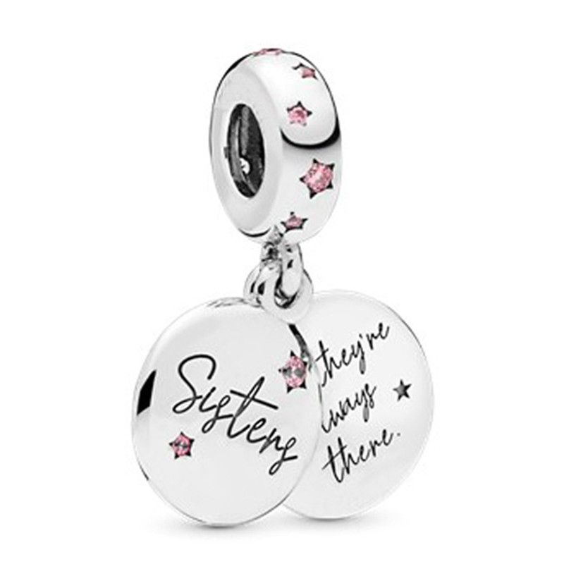925 Sterling Silver Dangle Charm 1Pcs New Sister Forever Letters Pendant Beads Bead Fit Charms Bracelet DIY Jewelry Accessories