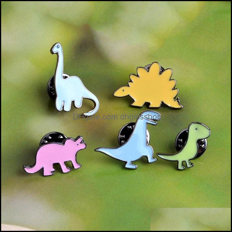 

Pins Brooches Jewelry Student Cartoon Dinosaur Series Brooch Drop Oil Cute Animal Schoolbag Cor Badge Alloy Enamel Lapel Pin For Dhfbi