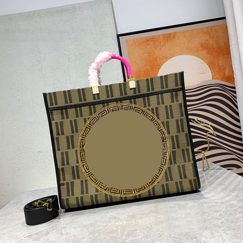 

Top Quality Tote Shopping Bag Sunshine Handbag Diamonds Pink Handle Detachable Leather Strap Fashion Letters Retro Crossbody Bags Women Large Capacity Pocket
