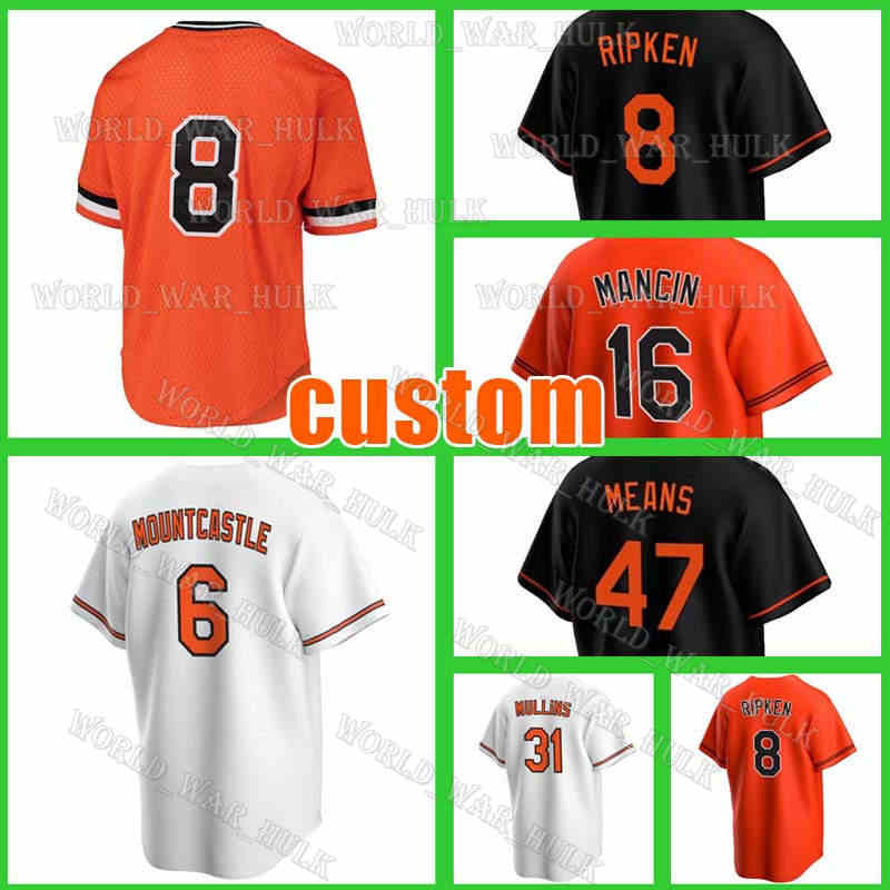 

Cal Ripken Jr. Jersey Baltimores Ryan Mountcastle Orioles Baseball Trey Mancini Adley Rutschman Stevie Wilkerson Rougned Odor John Means, Men custom retro(j y)