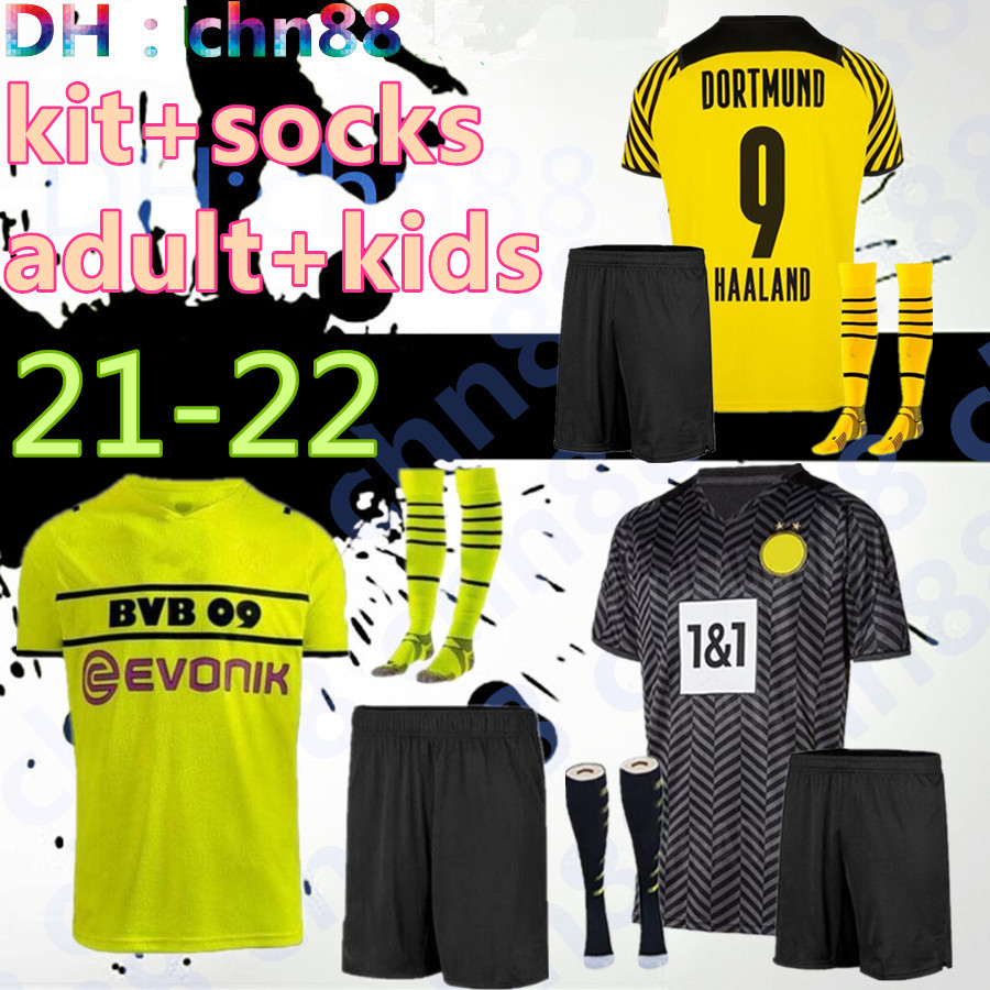 

HAALAND soccer jersey 21 22 football shirt REUS NEONGELB BELLINGHAM DORTMUND HUMMELS BRANDT men + kids kit maillot de foot 2021 2022 full set socks, Third