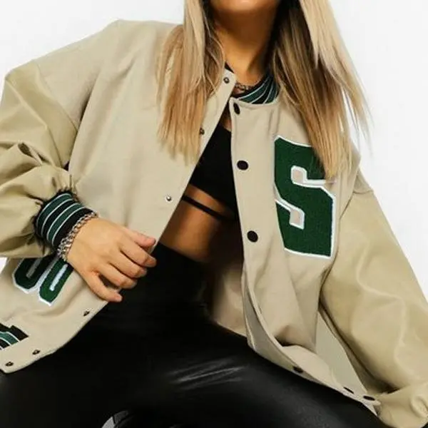 

Women's Jackets Letter Embroidery Drop Shoulder Bomber Coat