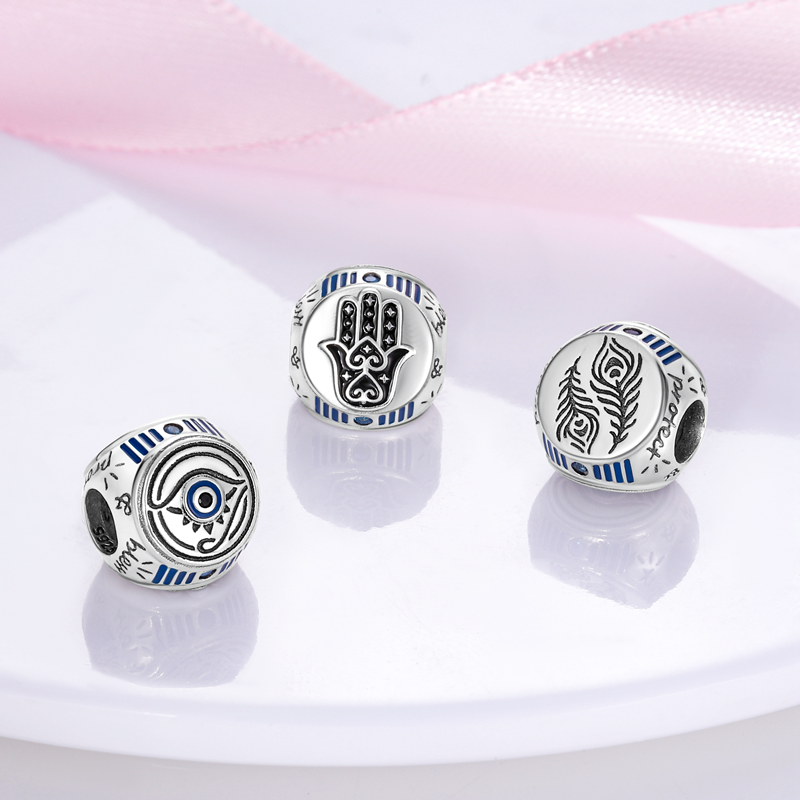 

925 Silver Fit Pandora Charm 925 Bracelet Pendant Eye Moon Suitcase charms set Pendant DIY Fine Beads Jewelry