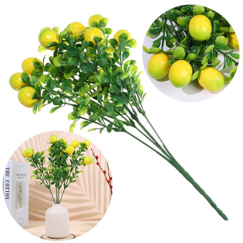 

Decorative Flowers & Wreaths A Bunch Artificial Branch With Green Leaves Fruit Tree Bonsai Greenery Decoration For Home Or Table, 1pc