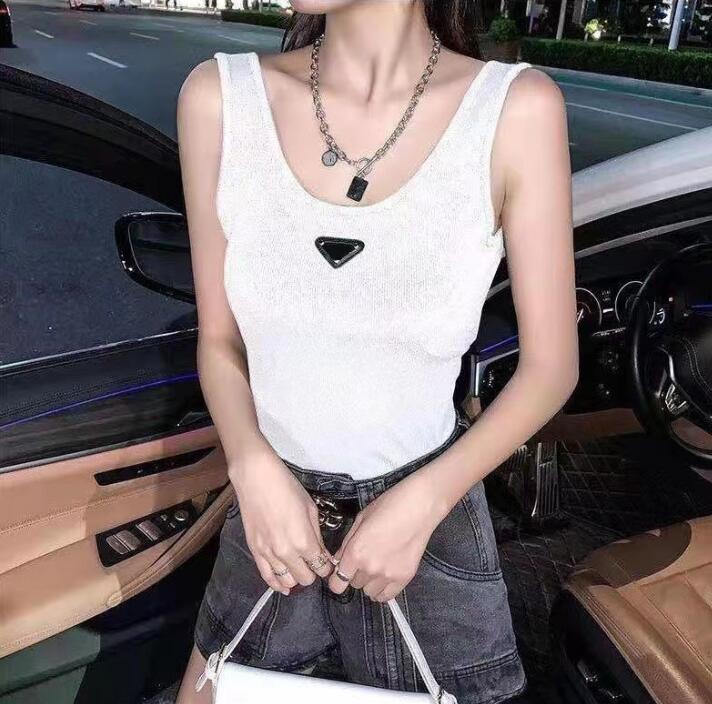 

2022 New fashion Womens Tanks vest Designer T shirt Women's PRD top High-end triangle high quality letter stickers luxury, White