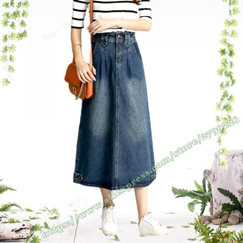

Skirts 2022 Spring And Summer Female Retro Vintage Loose Casual Denim Midi Skirt Womens / Women' Jeans For Woman, As pic