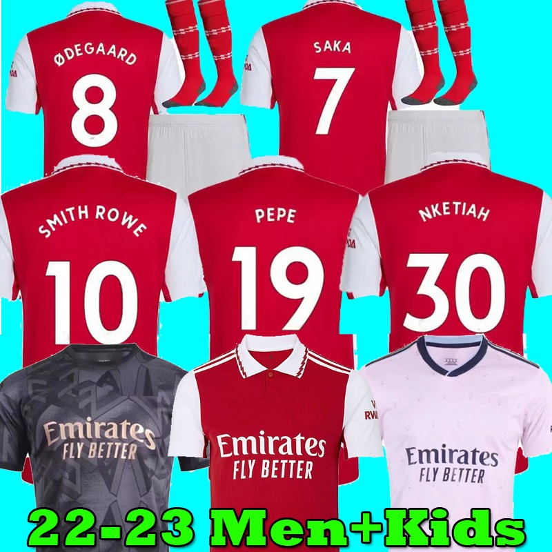 

21 22 23 PEPE SAKA Soccer jerseys Fans Player version Gunners oDEGAARD THOMAS WILLIAN NICOLAS TIERNEY SMITH ROWE 2021 2022 2023 football shirt Men Kids kit, 22 23 away