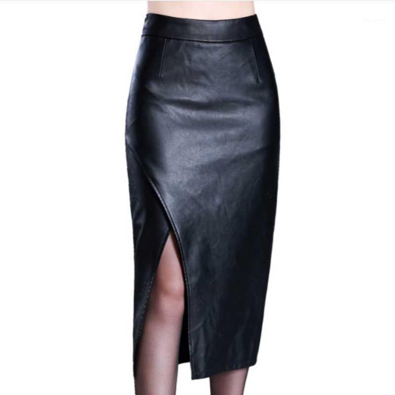 

Leather Skirts Womens Split Pencil Vintage Bodycon Long Skirt Plus Size 4xl, Black