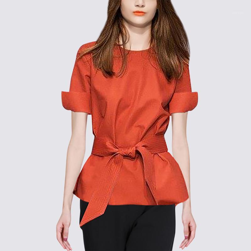 

Women' Blouses & Shirts European And American Style Orange-red Short-sleeved Shirt For The Summer Of 2022
