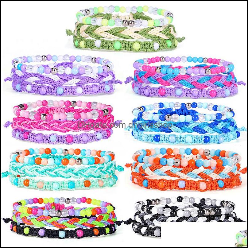 

Link Chain Bracelets Jewelry Handmade Woven Braided Summer String Bracelet For Women Girl Link Adjustable Dhzk6