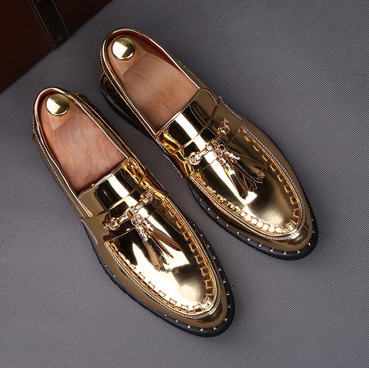 

Designer-Luxury Patent Leather Shoes Men Tassel Penny Loafers Black Casual Shoes Fashion Man Moccasin wedding Party Shoe S217, Red