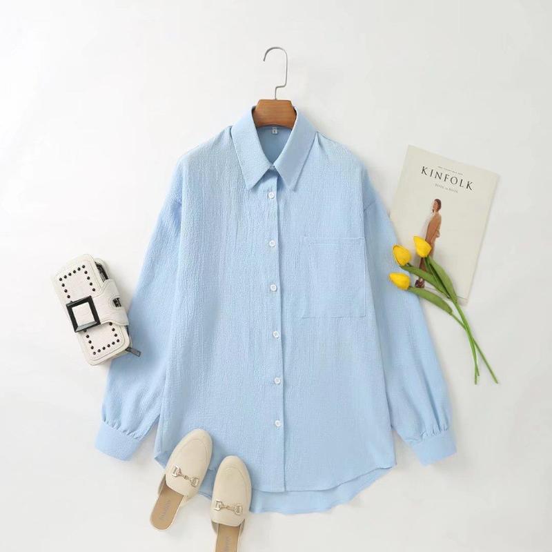 

Women' Blouses & Shirts 06 Spring Summer Women Female Sexy Polyester Shirt Brand Blouse OutwearWomen, Blue
