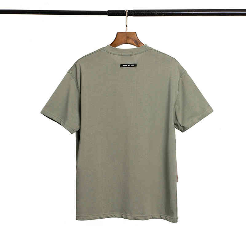 

Men' Fashion Personality Trend New Short-sleeved Brand Wholesale Essentials Season 6 Luxury Letter Reflective Double Short Sleeve T-shirt Top Half, Olive