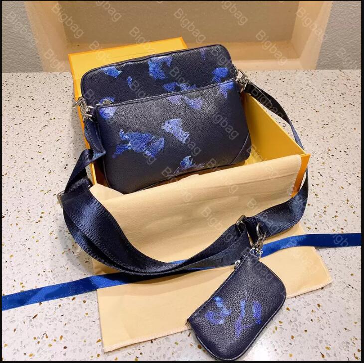 

m30848 m69443 trio crossbody bag men Designer shoulder bags messenger bag Leather Clutch Wallet Purses 3 piece/set, No box