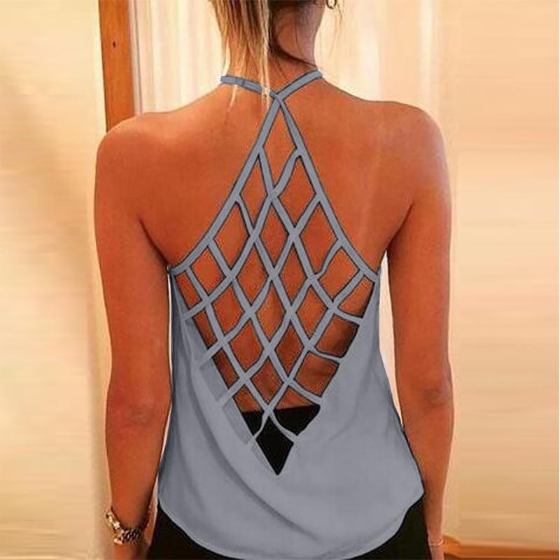 

Women' Tanks & Camis Black Sheer Top Cross Women' Strap Sleeveless Solid Summer Fashion Tank Backless Color Blouse House WithWomen, Blue