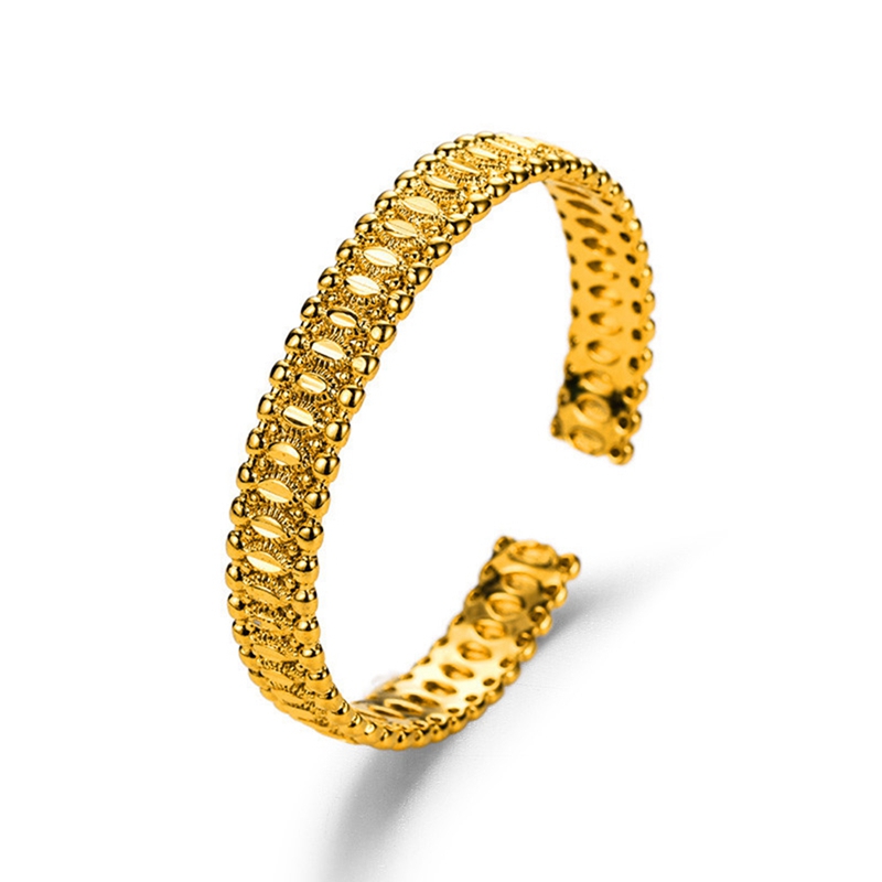 Bracelet manchette de dubaï solide pour femmes, or jaune 18 carats, classique, à la mode, cadeau d'anniversaire pour fête de mariage