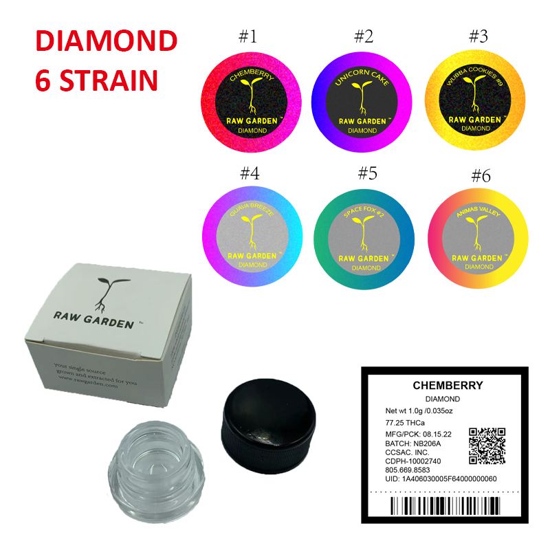 

Ra Garden Diamond wax jar with packaging 5ML clear glass dab containers
