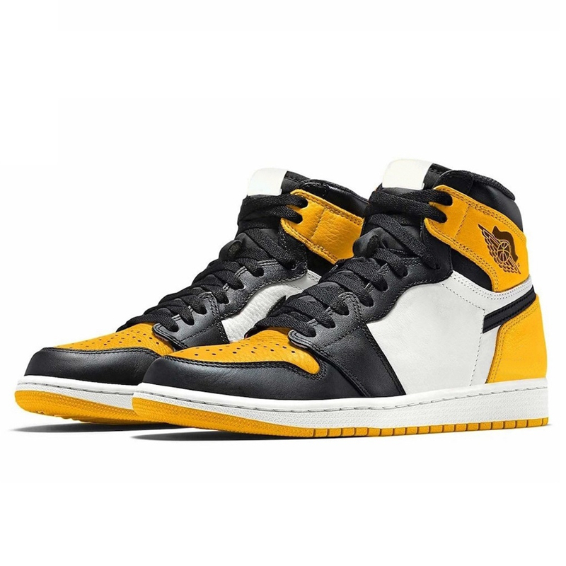 

Brand Shoes Release Authentic Men Basketball 1 High OG 1s Yellow Toe Taxi Black Sail 555088-711 Outdoor Mens Sports Sneakers