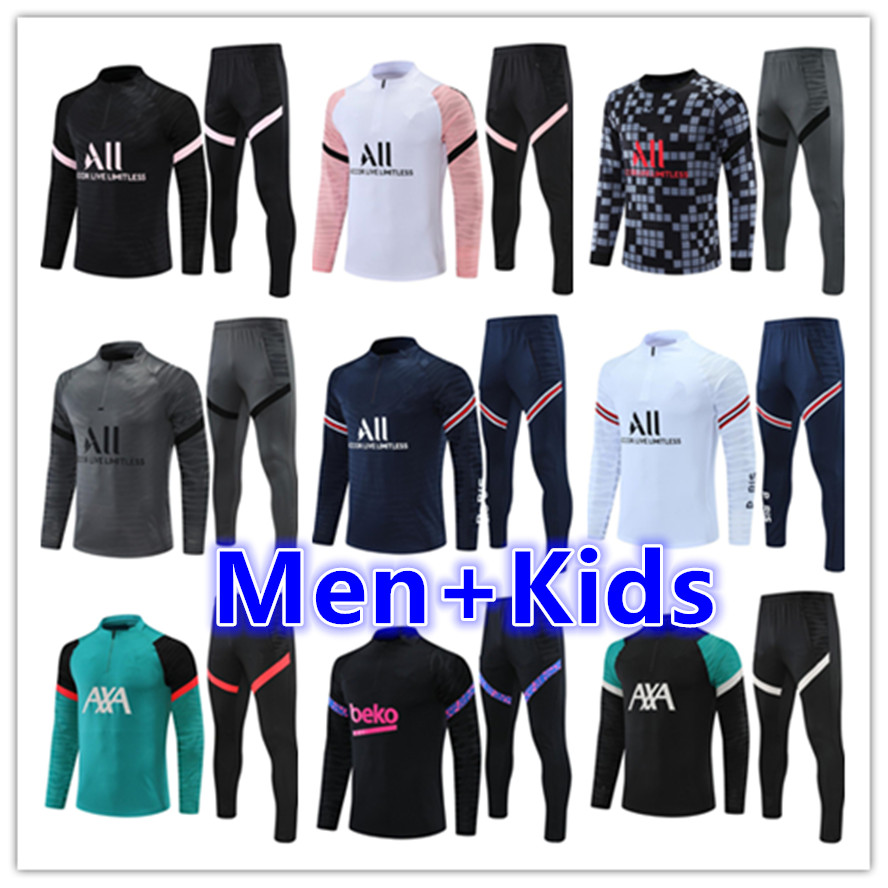 

mens + kids football tracksuits training suit jerseys jacket sets 2022 men kid soccer tracksuit jogging kit chandal futbol survetement foot Sportswear set, 18