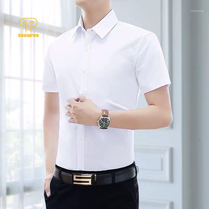 

Men's Casual Shirts TAVARES Men Dress Summer Social Office Business Collared Shirt Short Sleeve Oversized White Blue, Light blue