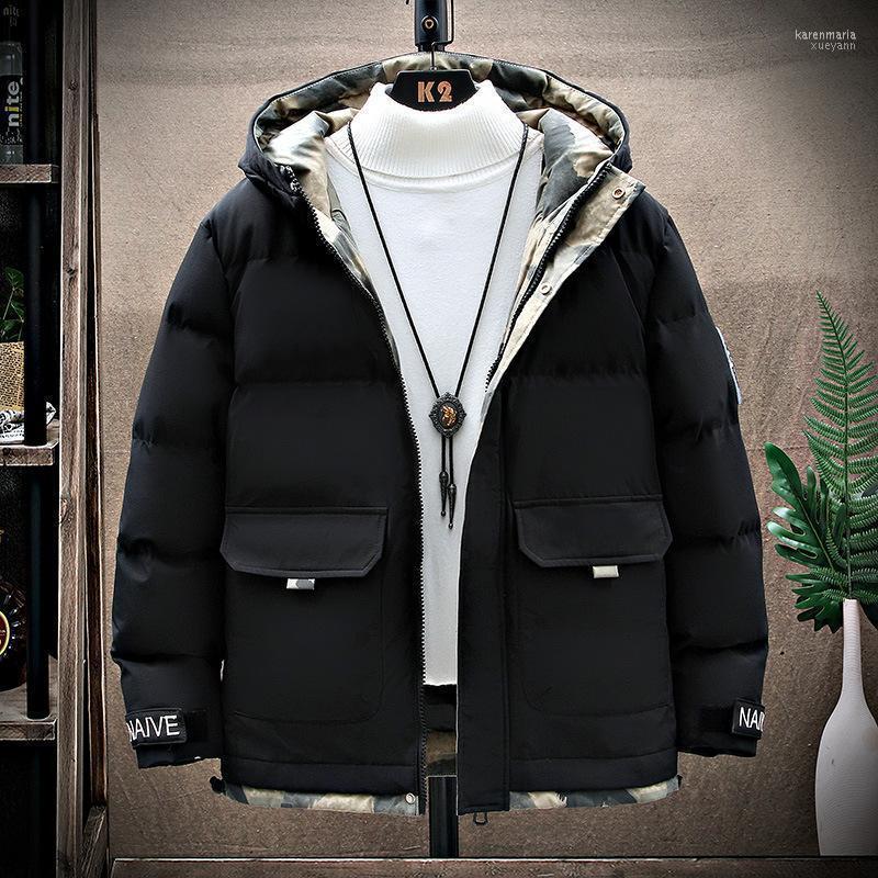 

Men's Down & Parkas Parka Hombre Autumn Winter Men Cotton Padded Jacket Outwear Thicken Warm Puffer Solid Color White Coat 2022 Kare22, Black