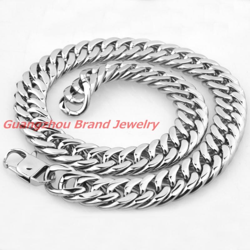 

Chains Fashion Durable 18mm Heavy Huge Large Big Mens Jewelry Silver Color Stainless Steel Necklace Chunky Cuban Curb Chain 7-40"Chains