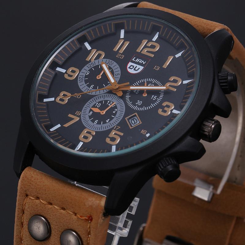 

Wristwatches Luxury Classic Men Watch 2022 Military Sport Stainless Steel Waterproof Date Leather Quartz Relogio Masculino, Black