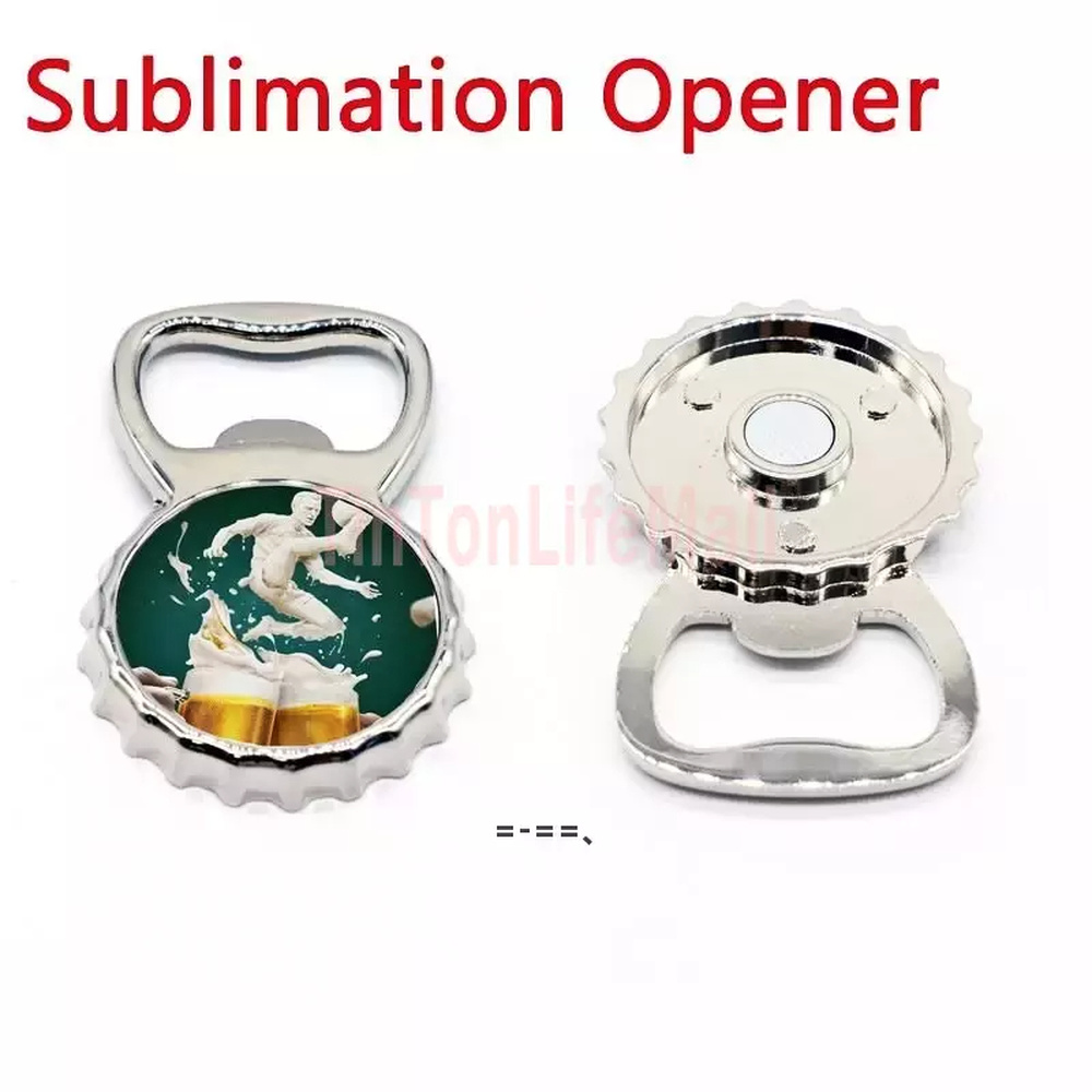 

3 Days Delivery 2 in 1 Fridge Magnet Sublimation Blank Metal Opener Silver Color Beer Bottle Corkscrew Outdoor Portable Openers