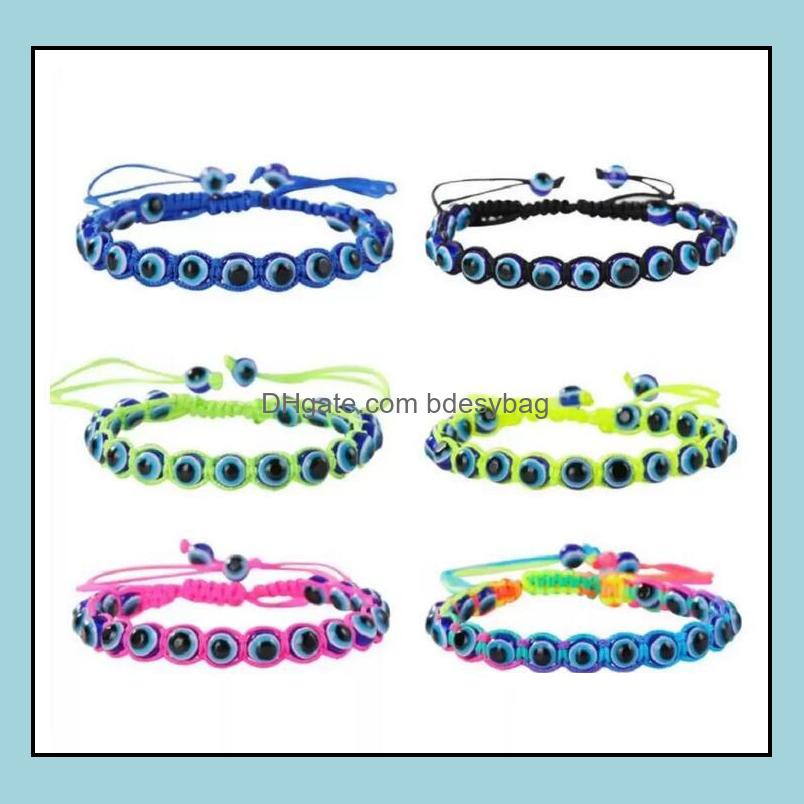 

Beaded Strands Bracelets Jewelry Turkey Blue Evil Eye Charm Beaded Women Handmade Braided String Rope Bracelet Fashion Drop Delivery 2021 R