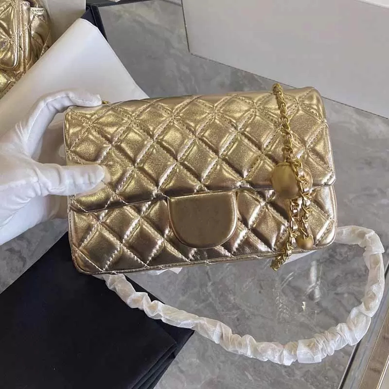 Mini Flap Brand Designer Bags Women Gold Sheepskin Crossbody Bag Classic Handbag Luxury Timeless Diamond Quilted Gold-Tone Ball Adjuster Metal Ch