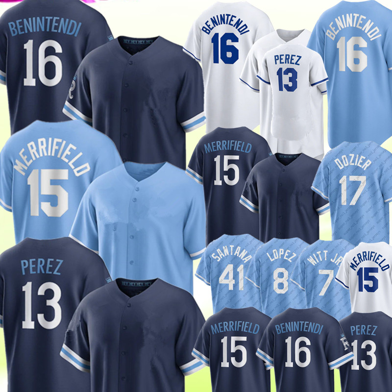 

16 Andrew Benintendi Baseball Jerseys Kansas 13 Salvador Perez City 15 Whit Merrifield Jersey George Brett Brad Keller Zack Greinke Bobby Witt Jr. Brady Singer, Men huangjia