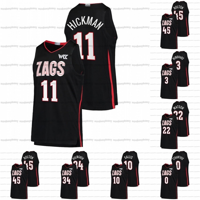 

A3740 Custom Gonzaga Bulldogs 2022 NCAA College Basketball Jersey 32 Zach Collins 11 Nolan Hickman 45 Rasir Bolton 10 Hunter Sallis 3 Nembhard 2, Black youth s-xl